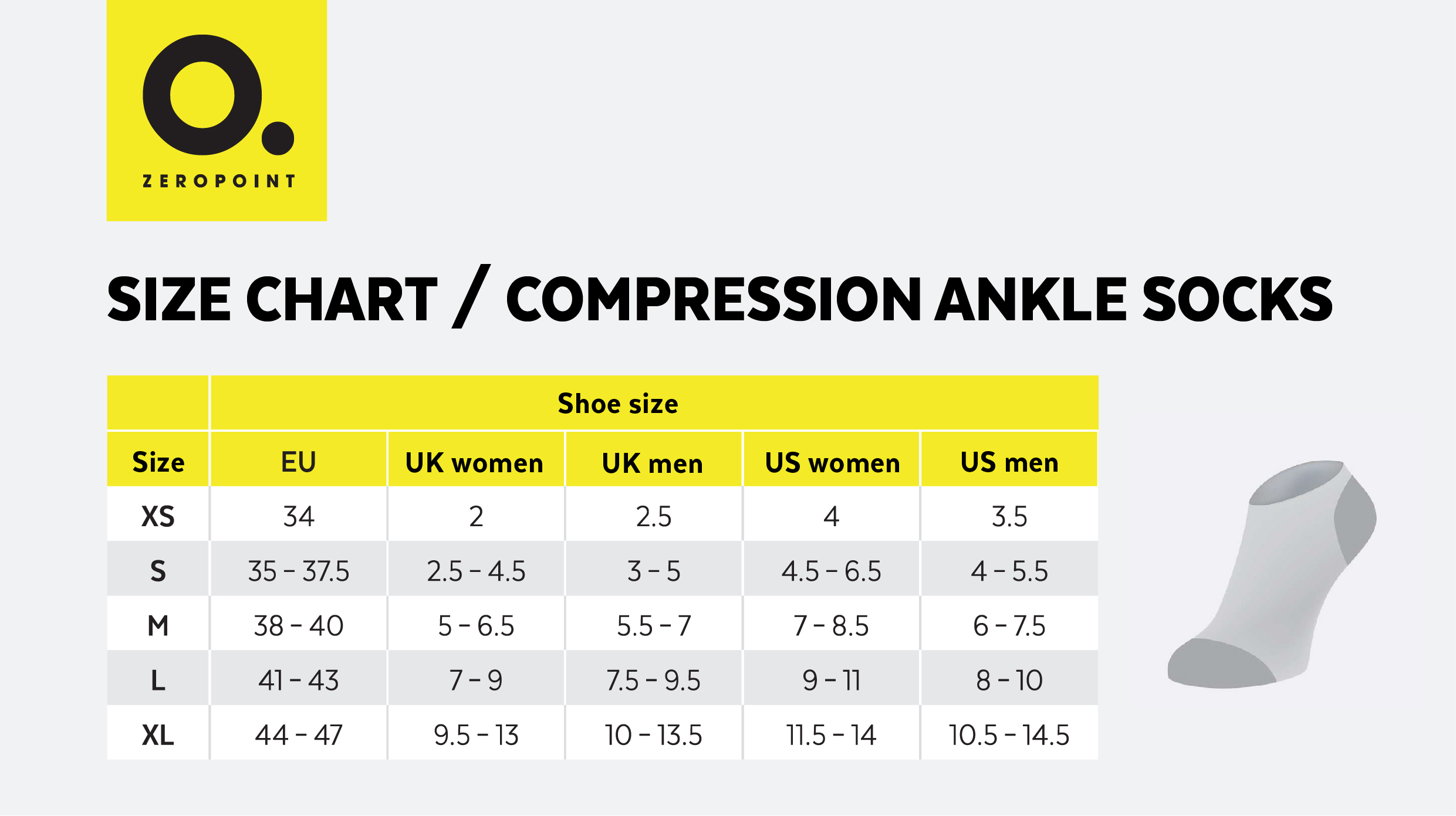 Compression Sock Ankle, White - Zeropoint Compression